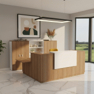 Bureau d'accueil d'angle avec accès PMR Delta Plus - Mobel Linea - 224, Acacia foncé, Gauche, Non_0