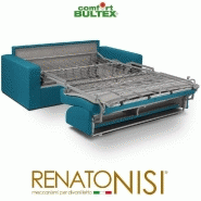 Canapé convertible express Crépuscule - Matelas 140 cm Comfort Bultex® - Tissu tweed turquoise hydrofuge - Fabrication italienne_3