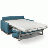 Canapé convertible OGGETTO - Matelas 16 cm - Système express - Sommier à lattes 140 cm - Velours bleu azur - RENATONISI_3