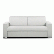 Canapé convertible 2-3 places ALLURE - Matelas mémoire 20 cm - Sommier à lattes 120 cm - Cuir vachette blanc cassé_3