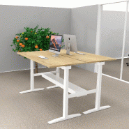 Bureau bench réglable en hauteur UP - Mobel Linea - Non, 140, Blanc, Chêne veiné_0