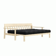 Canapé convertible futon UNWIND - Pin naturel - Coloris charbon - 130 x 190 cm - Style scandinave_3