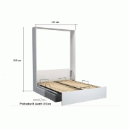 Armoire lit escamotable Dynamo Sofa - Canapé intégré blanc mat et microfibre gris - Couchage 160x200 cm_3