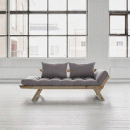 Banquette méridienne futon BEBOP - Pin naturel - Coloris gray - Couchage 75x200 cm - Convertible et design moderne_3