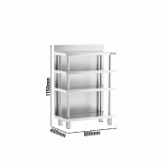 Table de travail de bar inox - 800 x 400 mm - 4 étagères_3