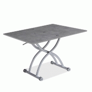 Table basse relevable extensible Hirondelle - finition béton - compacte 100 x 57/114 cm_3