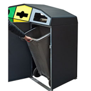 Point de tri 3 flux - acier traité anti-UV et anticorrosion - 3 bacs roulants 120L inclus_3