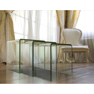 Tables basses gigognes LENA - verre courbé transparent - résistantes aux rayures - épaisseur 10 mm_3