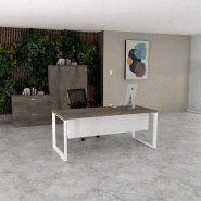 Bureau droit individuel Star - Mobel Linea - Blanc 9010, 180, Chêne grisé_0