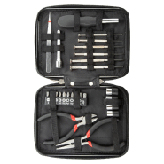 Set à outils en métal - 25 pièces avec boîtier en aluminium zippé - Couleur noire - Poids 550 g_3