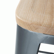 Tabourets bistro hauts avec dossier et assise en bois gris métallisé (lot de 4) | Bolero - FB624_3