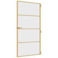 Vidaxl porte intérieure mince doré verre trempé aluminium 155135_3