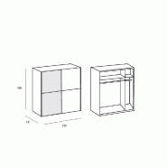 Dressing coulissant Hendrix 1 porte blanc mat / 1 porte miroir - L 135 cm - Rangement optimisé avec penderies et étagères_3