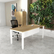 Bureau Professionnel Tempo Mobel Linea. - Blanc 9010, 160, Oui, Chêne veiné_0