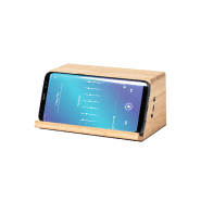 Chargeur enceinte Bluetooth en bambou - induction, chargeur rapide sans fil 10W, support téléphone portable_3