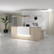 Bureau d'accueil d'angle avec accès PMR Delta Plus - Mobel Linea - Acacia clair, Droite, 264, Oui_4