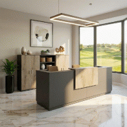 Bureau d'accueil Delta Plus 2 personnes anthracite - Mobel Linea - 204, Non, Anthracite, Chêne grisé_0
