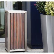 Poubelle publique Altus 03.052.Sc - Zano - 55 L - acier inoxydable ou noir, bois européen ou exotique_4