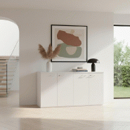 Armoire basse 4 portes - Quadrifoglio - Blanc pastel_3