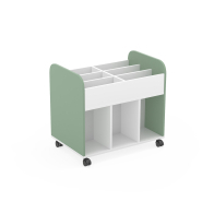 Armoire scolaire Dan - chariot bibliothèque pour livres ou jeux éducatifs, roues et freins_3