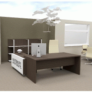 Bureau d'angle T45 avec desserte dos design - Quadrifoglio - 212, Droite, Eucalyptus_0