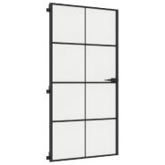 Vidaxl porte intérieure mince noir verre trempé aluminium 155131_3