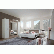 Lit design EVA - Couchage 160x200 cm - Blanc rechampis imitation chêne châtaigne_3