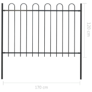 Vidaxl clôture de jardin avec dessus en cerceau acier 1,7 m noir 144931_3