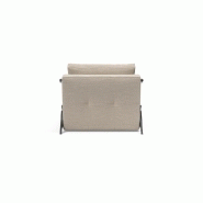 Innovation Living - Fauteuil convertible design Cubed 02 Chrome Blida Sand Grey - Lit 90x200 cm_3