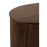 Buffet bas RAYI 2 portes en bois de manguier brun foncé - Design ovale et finition striée_3