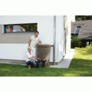 Récupérateur d'eau aérien GARANTIA - Cylindrique taupe - 300L avec couvercle et robinet PE_3