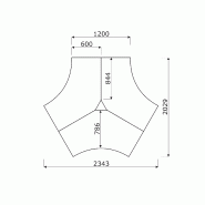 Bureau bench 3 personnes Ogi A - MDD. - Blanc 9010, Acacia clair_3