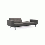 Innovation Living - Canapé Splitback pieds chromés avec accoudoirs - Convertible lit 115x210 cm - Tissu Flashtex Dark Grey_3