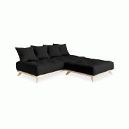 Canapé convertible futon Senza - Pin naturel - Gris foncé - Couchage 90 x 200 cm - KARUP_3