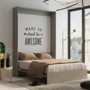 Lit escamotable Studio gris graphite mat - couchage 140x200 cm avec ouverture assistée et pieds automatiques_3