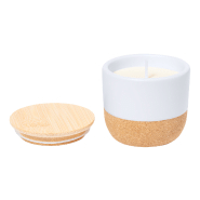 Bougie parfumée en cire végétale - parfum vanille - pot en céramique avec fond liège et couvercle en bambou - 188 gr_3
