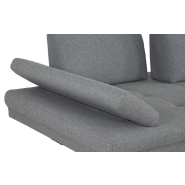 Canapé d'angle fixe Fernie - double profondeur - tissu gris - têtières amovibles - 305 x 240 cm - retour gauche - pieds métal noir_3