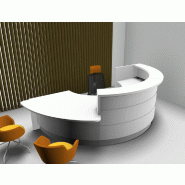 Banque d'accueil courbe avec façade de couleur modèle Valde - MDD - Blanc, Blanc brillant, Gauche_0