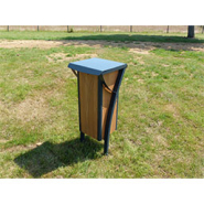 Corbeille publique traitée anti corrosion - SAULIEU - 50L avec bac en acier et panneau décoratif stratifié_3