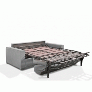 Canapé convertible 2-3 places Excellence 120 cm - sommier à lattes - matelas memory 18 cm inclus - tweed gris silex_3