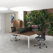 Bureau 2 personnes Tempo avec passe-câbles  - Mobel Linea - 160, Alu_0