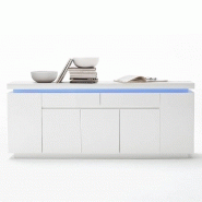 Buffet Ocean - Laqué blanc brillant - 5 portes, 2 tiroirs - LED intégré - Design contemporain_3