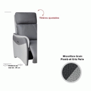 Canapé relax 2 places électrique Cabries - Zéro gravité - Microfibre bicolore gris plomb et gris perle - Têtières ajustables et USB_3