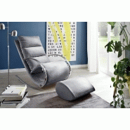Fauteuil relax YANIS - tissu gris avec pouf indépendant et structure métal_3