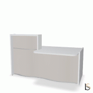 Banque d'accueil compacte WAVE avec plateau bas - MDD - 157, Droite, Beige mat_3
