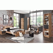 Lit Lisburn style industriel - 140x200 cm - Chêne poutre - Design moderne et robuste_3