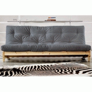 Banquette convertible Fresh Pin - coloris gris - couchage 140x200 cm - pin massif & matelas futon_3
