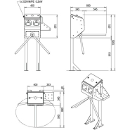 Contrôle de passage en acier inoxydable - Tourniquet et support-bidon intégré - Désinfection bimanuelle - ECO_3