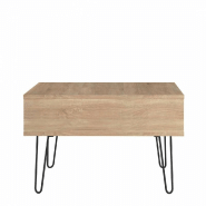 Table basse design scandinave Lackberg - chêne naturel - structure en panneaux mélaminés et piétement en métal_3