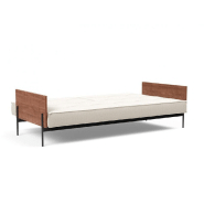 Canapé-lit Innovation Living Splitback Lauge - Convertible 115x210 cm - Tissu Bouclé Off White - Accoudoirs Noyer_3
